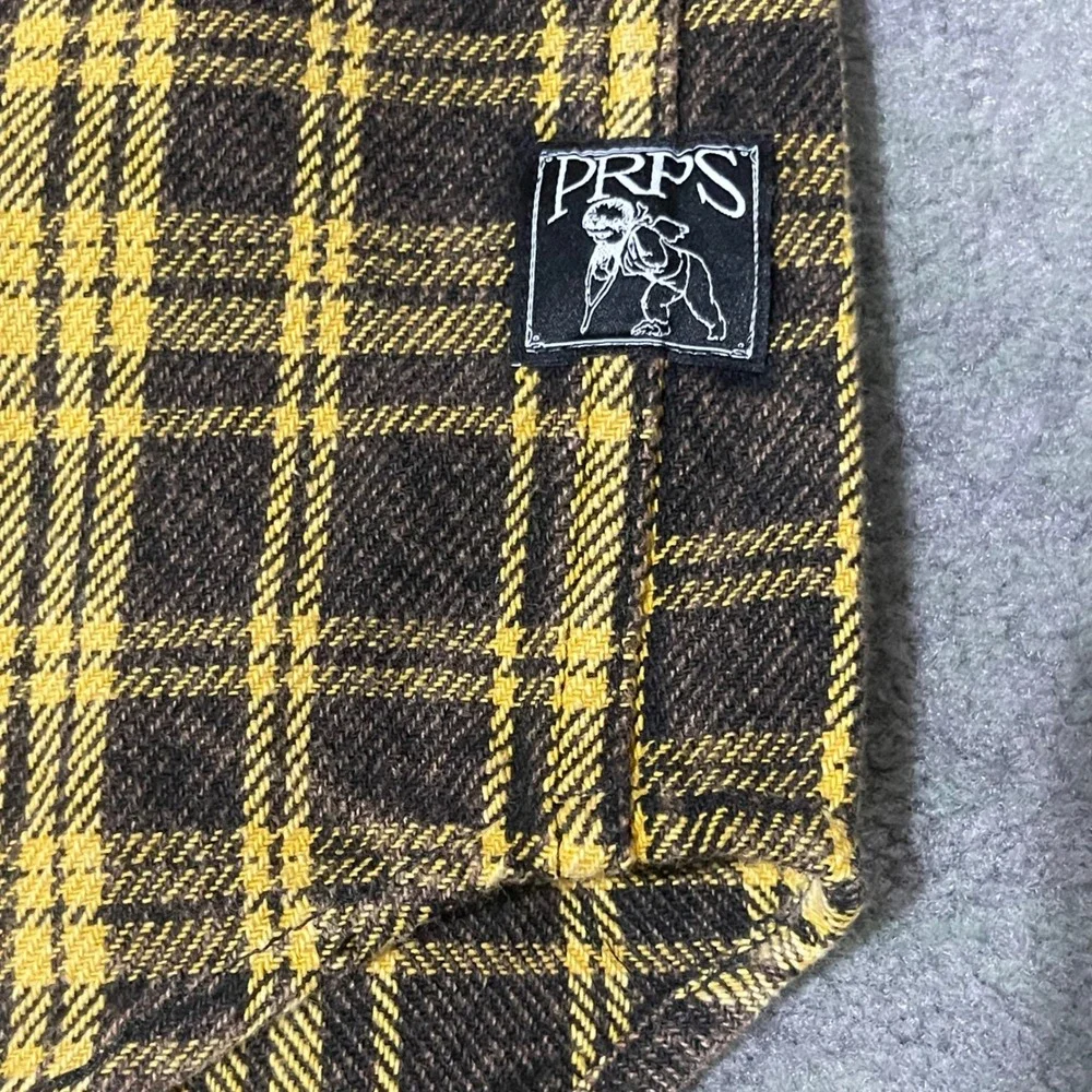 PrpsFlannel Shirt‎ Men Medium Brown Plaid Pearl Snap  Western Heavy Cowboy NEW